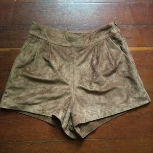 Faux suede high waisted brown shorts